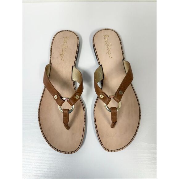 Lilly Pulitzer Phipps Thong Sandal Flip Flop Vachetta 9 - Picture 2 of 7